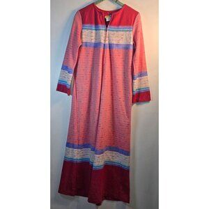Vintage 1970's Joseph Magnin The Farr West Fuzzy RARE Striped House Coat, Sz L